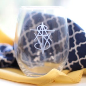Etched Stemless Wine Glasses